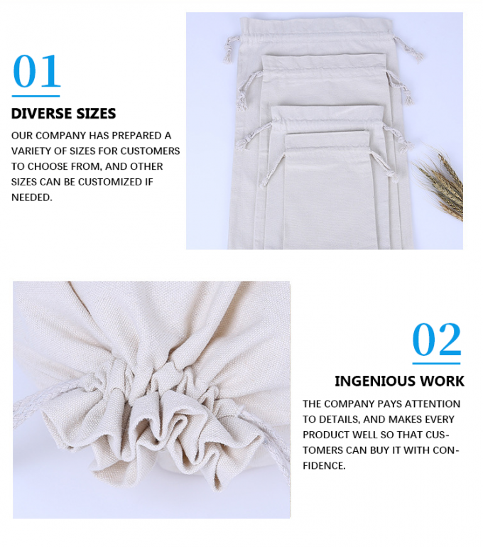 Cá nhân hóa Màu sắc nhỏ Muslin vải bông túi kéo dây túi 5