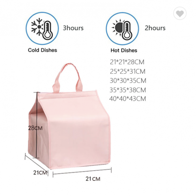 Thẻ cách nhiệt bánh tam giác không dệt 4 / 6 / 8 Inch Aluminum Foil Seafood Cooler Bag 1