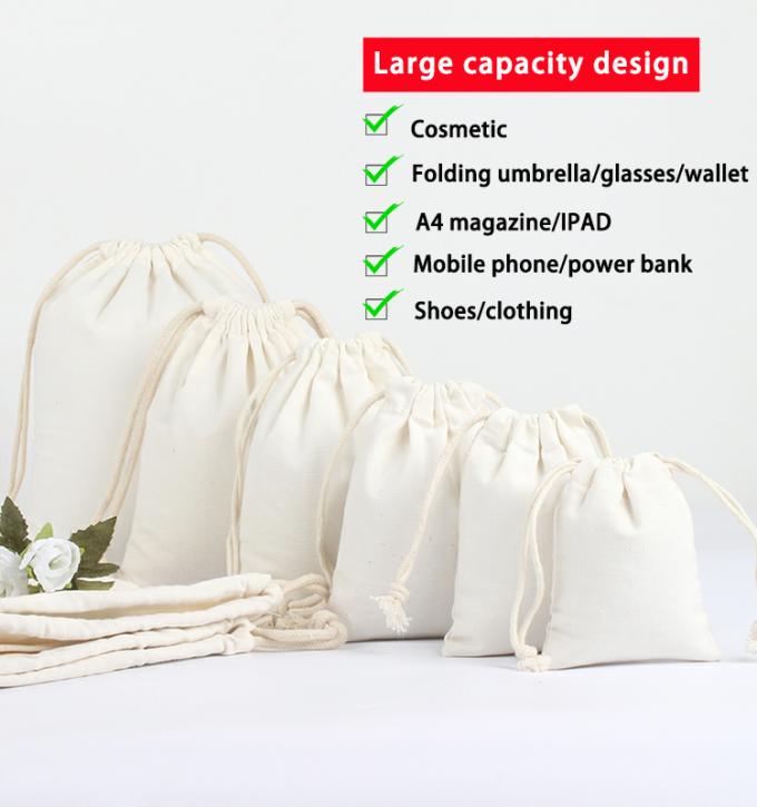 Cá nhân hóa Màu sắc nhỏ Muslin vải bông túi kéo dây túi 7