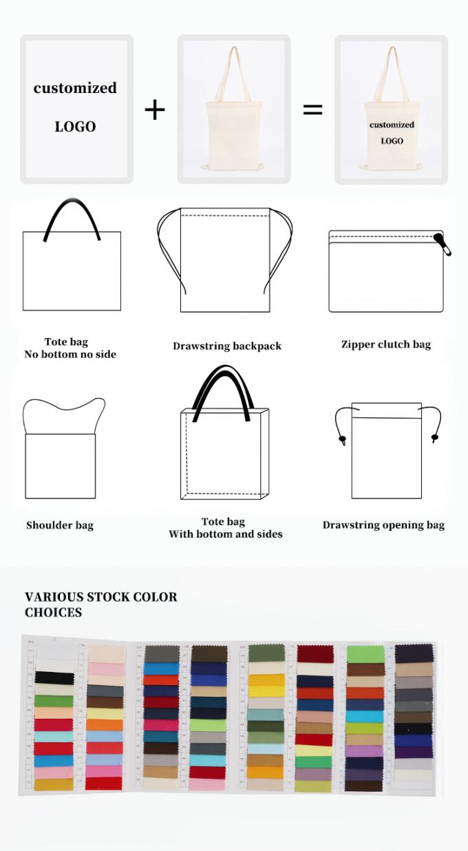 230gm Pantone màu vải bông túi Tote cho phụ nữ mua sắm 2