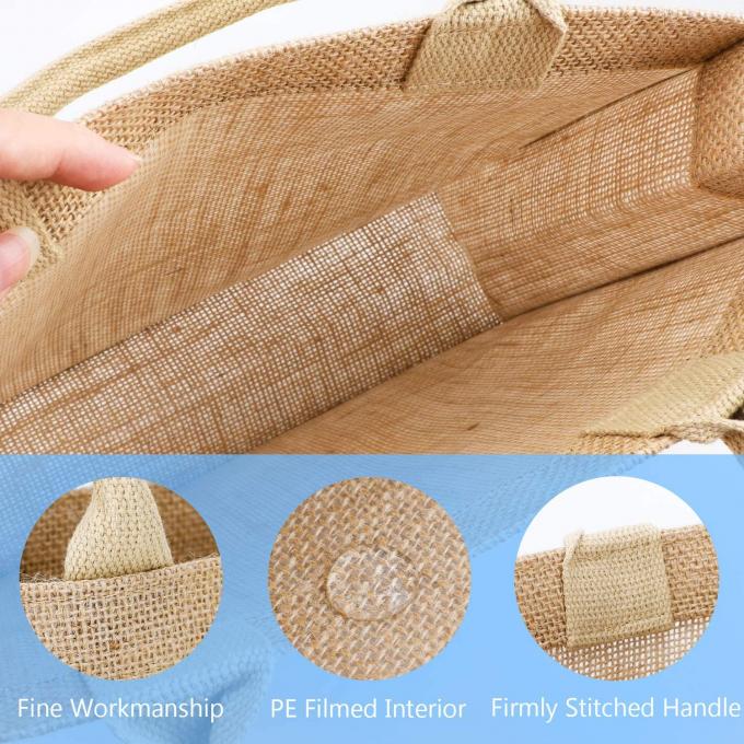 Chất liệu cá nhân Burlap Tote Jute Bags Custom Printing Giáng sinh với tay cầm 1