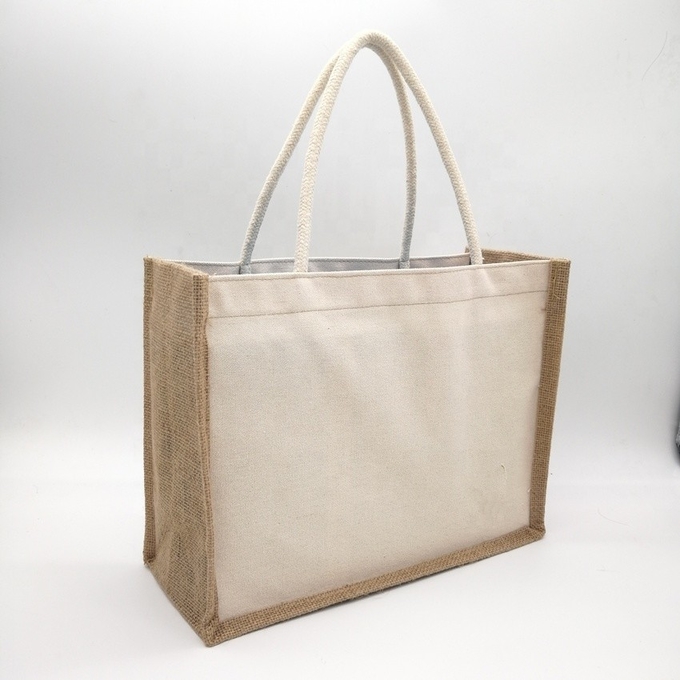 Đàn bà Giáng sinh vải in túi jute cho quà mua sắm 0