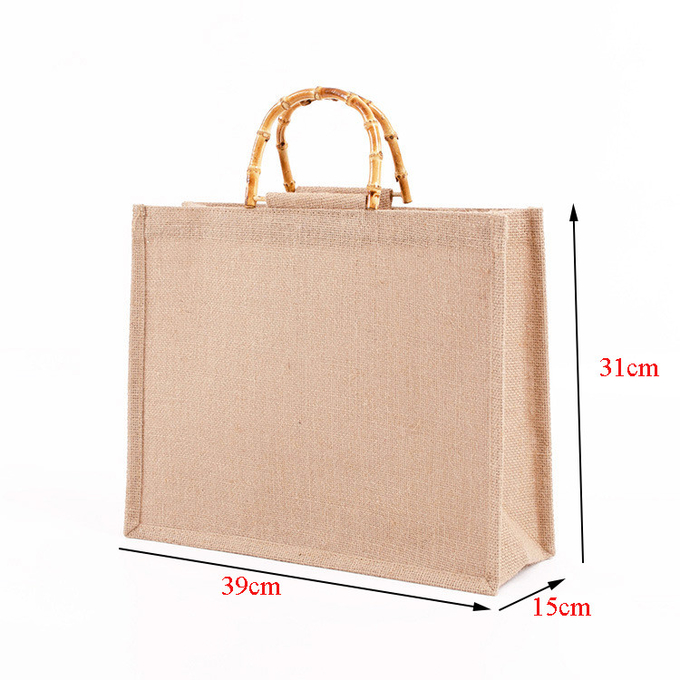 Túi jute tự nhiên làm bằng tay Tote Eco Friendly Hessian Shopping Bag 1
