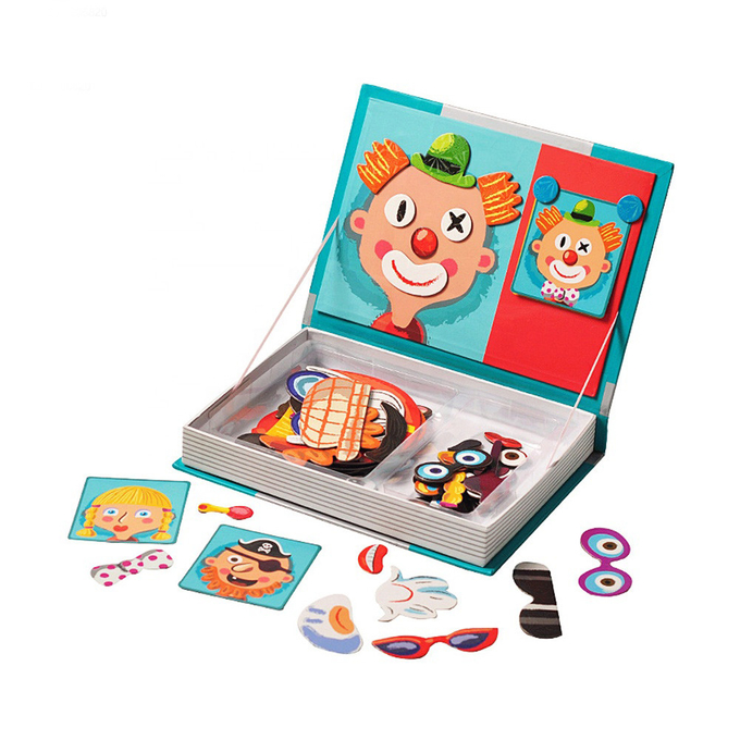 OEM Crazy Face Magnetic Book Wood Jigsaw Puzzles Play Box Cho Trẻ 3 tuổi Trẻ em 0