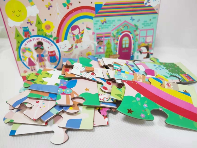 60pcs Rainbow Fairy Cardboard Jigsaw Puzzle Chiếc giày giật lớn với những hình ảnh vui vẻ 1